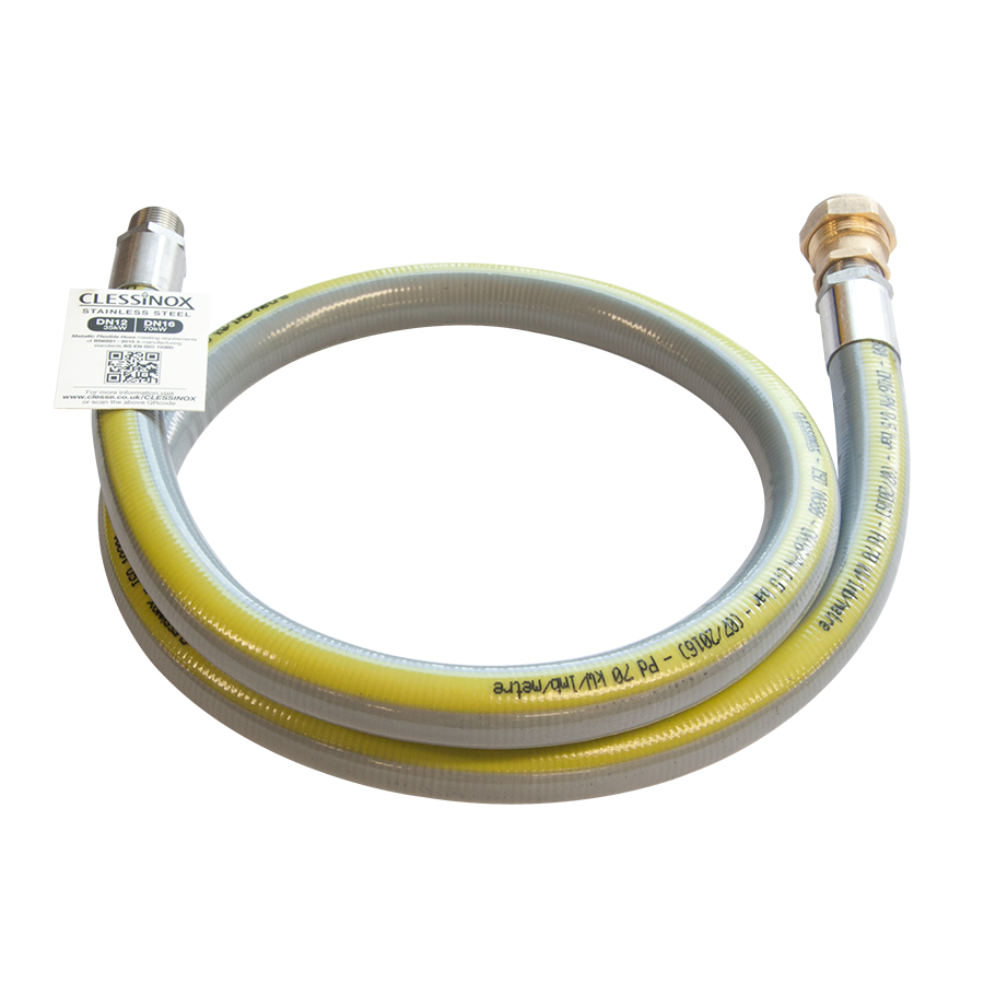Clessinox 1.2m 70kW Stainless Steel Outlet Hose 22mm Compression